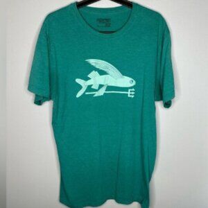 Patagonia Flying Fish Graphic T-Shirt Men’s Sz Large Slim Green Short Sleeve Tee